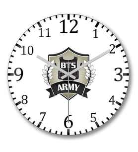 Bts  Army Logo Duvar Saati Bombeli Gercek Cam