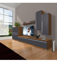 Decoraktiv Eko 6 Mdf Std Tv Ünitesi Tv Sehpası (Antrasit - Ceviz)