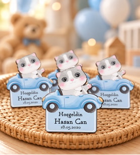 Kişiye Özel Hoşgeldin Bebek Ahşap Magnet Doğum Günü