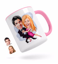 BK Gift Kişiye Özel Sevgililer Karikatürlü Pembe Kupa Bardak-13
