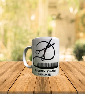 Kişiye Özel Kuaför Berber Tasarımlı Kupa Bardak