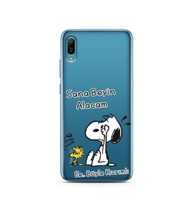 Snoopy Tasarımlı Süper Şeffaf Silikon Telefon Kılıfı Huawei Y6 2019
