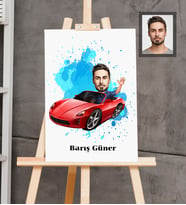 Kişiye Özel Sürücü Karikatürlü  Ahşap Tablo 30x47 Bay-2