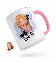 BK Gift Kişiye Özel Kadın Profesyonel Fotoğrafçı Karikatürlü Pembe Kupa Bardak-1