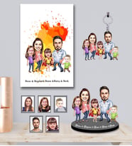 Kişiye Özel Aile Karikatürlü 3 lü Hediye Seti  Mod-7