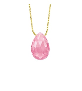 Pembe Damla Taşlı Altın Kolye