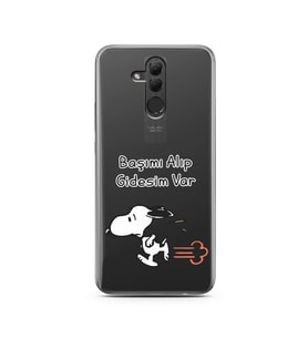 Snoopy Tasarımlı Süper Şeffaf Silikon Telefon Kılıfı Huawei Mate 20 Lite 
