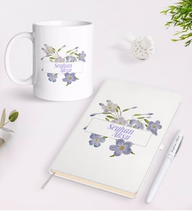 BK Gift Kişiye Özel Kadınlar Günü Tasarımlı Beyaz Defter Kalem ve Kupa Seti-11 (Model 1)