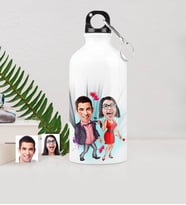 BK Gift Kişiye Özel Sevgili Çift Karikatürlü Metal Suluk 500 Ml 4