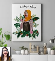 BK Gift Kişiye Özel Türbanlı Karikatür  Kanvas Tablo  50x70cm 39775