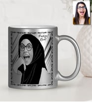 BK Gift Kişiye Özel Türbanlı Karikatürlü Gümüş Yaldız Kupa Bardak 40763