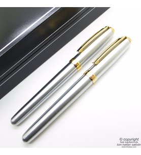 Sheaffer Prelude Krom Altın Dolma Kalem + Roller Kalem Set   İsme Özel Kalem Seti