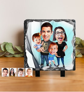 BK Gift Kişiye Özel Aile Karikatürlü Dekoratif Doğal Taş  3