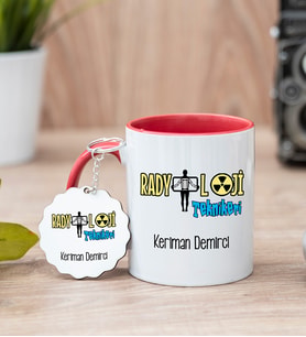 Radyoloji Teknikeri Kırmızı Kupa Bardak Ve Anahtarlık Set