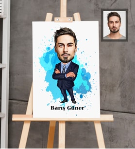 Kişiye Özel İş Adamı Karikatürlü  Ahşap Tablo 30x47 Bay-12