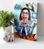 BK Gift Kişiye Özel Bayan Diş Hekimi Karikatür Kanvas Tablo 30x50cm 1