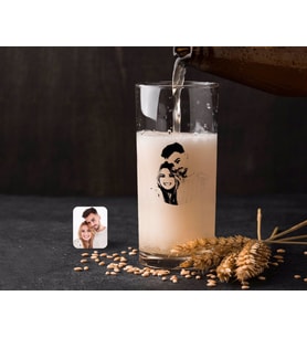 BK Gift Kişiye Özel Sevgililer Silüet Renkli Baskılı Hiball Bira Bardağı-1 (Beyaz)