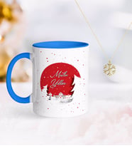 BK Gift Kişiye Özel Yılbaşı Mutlu Yıllar Mavi Kupa ve Kar Tanesi Kolye-1 (Model 1)