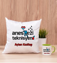 Anestezi Teknisyeni Kare Yastık ve Yeşil Kupa Bardak