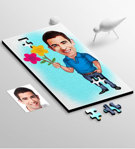 BK Gift Kişiye Özel Bay Karikatür 48 Parça Ahşap Puzzle  1