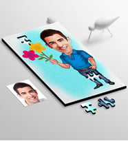 BK Gift Kişiye Özel Bay Karikatür 48 Parça Ahşap Puzzle  1