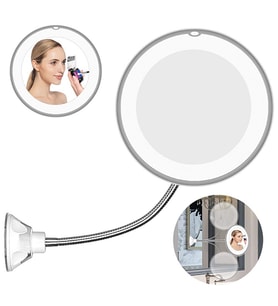 Led Işıklı Makyaj Aynası Esnek 10x Büyüteçli (Beyaz)