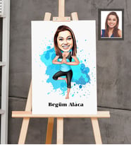Kişiye Özel Sporcu Karikatürlü  Ahşap Tablo 30x47 Bayan-3