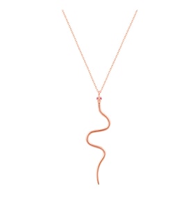 Afrodit Silver Roze Rengi Yılan Figürlü Kadın Gümüş Kolye