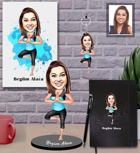 Kişiye Özel Sporcu Karikatürlü 5 li Hediye Seti Bayan-3