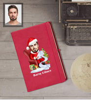 Kişiye Özel Yılbaşı Erkek Karikatürlü Kırmızı Defter Model-9