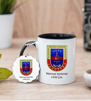 Jandarma Amblemli Siyah Kupa Bardak Ve Anahtarlık Set