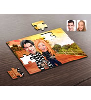 BK Gift Kişiye Özel Sevgililer Karikatürlü Ahşap Puzzle-7