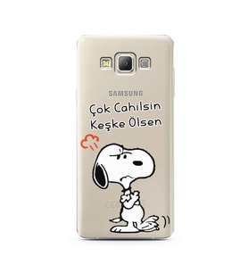 Snoopy Tasarımlı Süper Şeffaf Silikon Telefon Kılıfı Samsung A7 (2015)