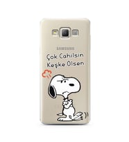 Snoopy Tasarımlı Süper Şeffaf Silikon Telefon Kılıfı Samsung A7 (2015)