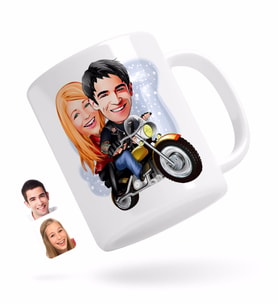 BK Gift Kişiye Özel Sevgililer Karikatürlü Beyaz Kupa Bardak-17
