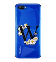 Papatya Harf Tasarım Süper Şeffaf Silikon Telefon Kılıfı Oppo Realmi C2 W-Harfi