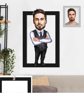 Kişiye Özel Patron Karikatürlü 3D Ahşap Tablo 30x47 Bay-22