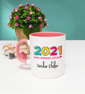 Sana Mutluluk Getirsin 2021 Yılbaşı Hediyesi Kupa Bardak Pembe