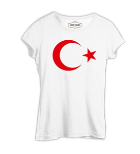 Türk Bayrağı - Ay Yıldız Beyaz Kadın Tshirt