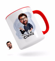 BK Gift Kişiye Özel Erkek Yönetmen Karikatürlü Kırmızı Kupa Bardak-1