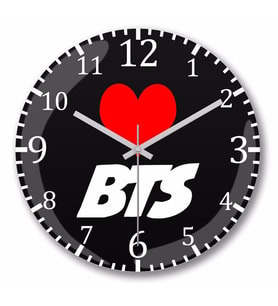 I Love Bts Duvar Saati Bombeli Gercek Cam
