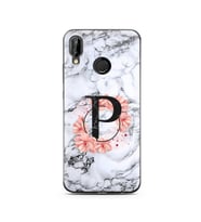 Mermer Çiçekli Harf Tasarım Süper Şeffaf Silikon Telefon Kılıfı Huawei P20 Lite 