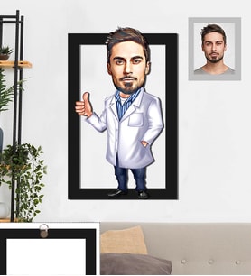 Kişiye Özel Doktor Karikatürlü 3D Ahşap Tablo 30x47 Bay-7