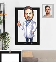 Kişiye Özel Doktor Karikatürlü 3D Ahşap Tablo 30x47 Bay-7
