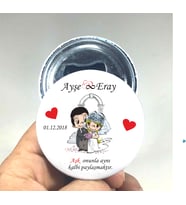 20 Adet Nişan Düğün Nikah Magneti Açacaklı Magnet Açacak (Metal)