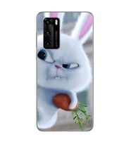 Dedektif Tavşan Tasarımlı Süper Şeffaf Silikon Telefon Kılıfı Huawei P40 Pro