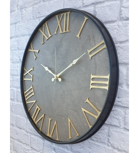 Markakanvas Metal Kasalı Mermer Desenli Altın(Gold) Renkli Duvar Saati 50 cm
