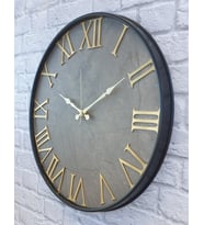 Markakanvas Metal Kasalı Mermer Desenli Altın(Gold) Renkli Duvar Saati 50 cm