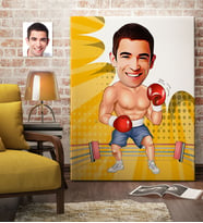BK Gift Kişiye Özel Bay Boksör Karikatür Kanvas Tablo 70x100cm 1