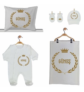 Pia Baby GL 2007 İsme Özel Taçlı Beşli Tulum Set
